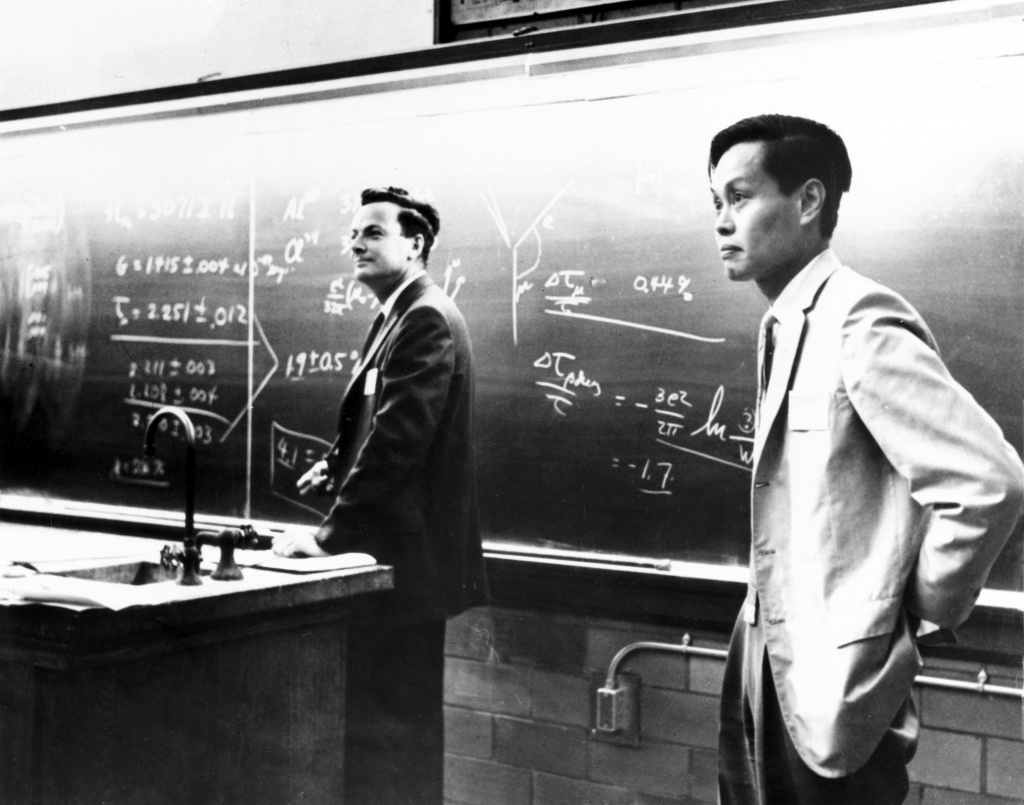 Американские физики Ричард Фейнман и Ян Чен Нин