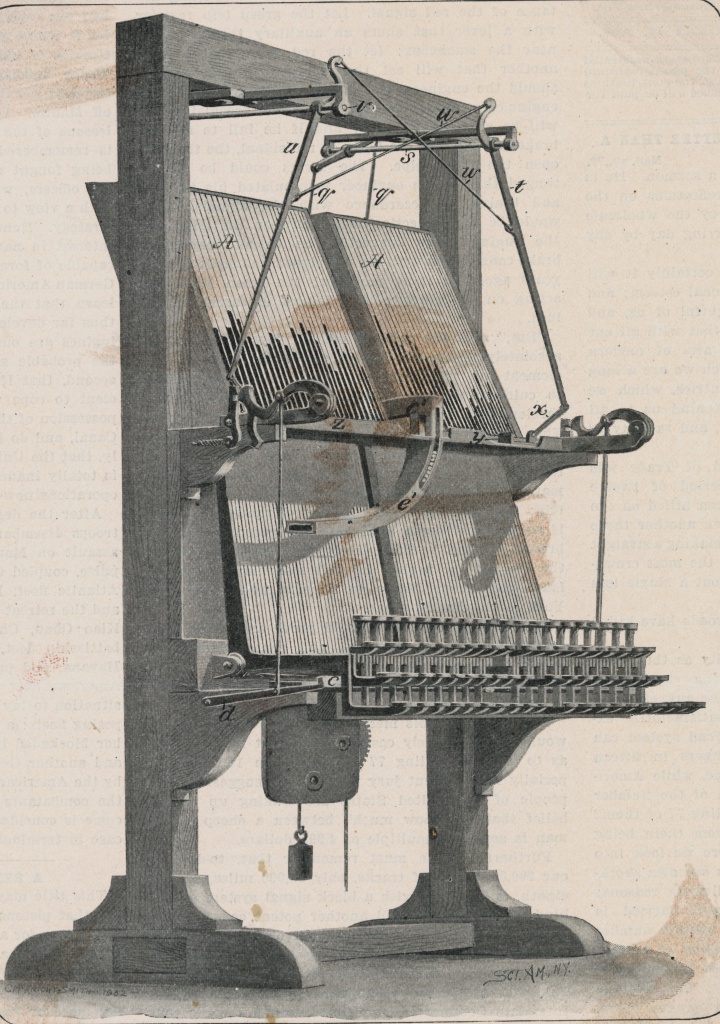Первый запатентованный наборщик 1822 года. Изобретен доктором Уильямом Чёрчем